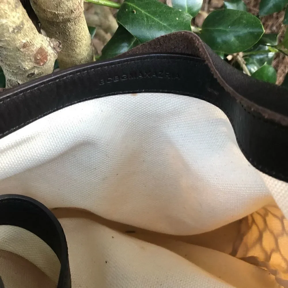 BCBG MAX AZRIA New Leather/ Linen-Fishnet Tote